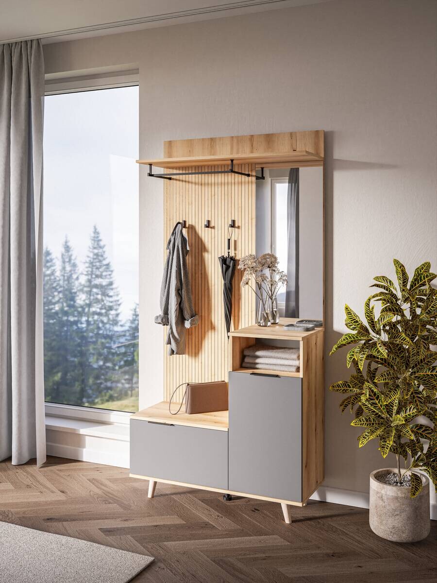 Garderobe NORDIC Eiche Evoke Oak Nachbildung Graphit B/H/T: ca. 100x204x40 cm