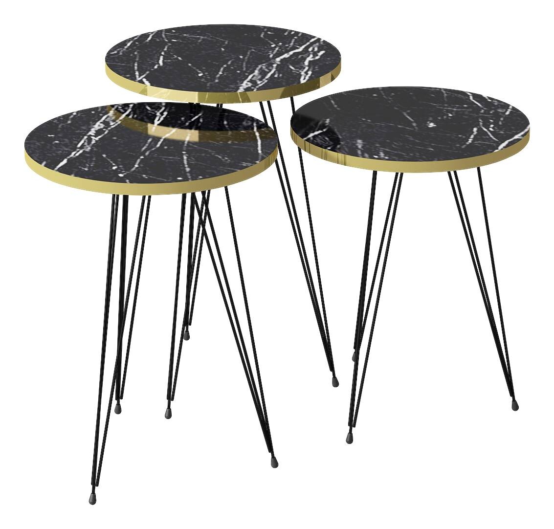 Beistelltisch 3er-Set. 21286139 schwarz Marmoroptik B/H/T: ca. 38x53,5x38 cm