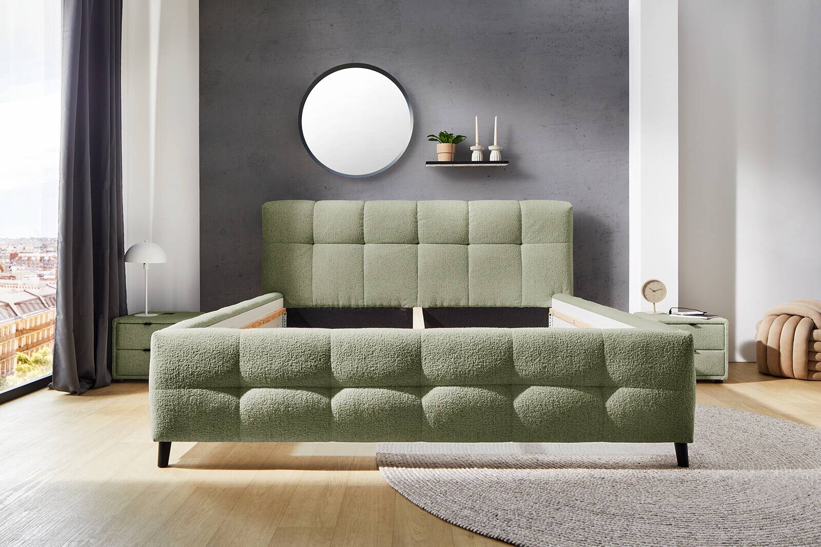 Polsterbettgestell  grün Polyester Liegefläche B/L: ca. 180x200 cm