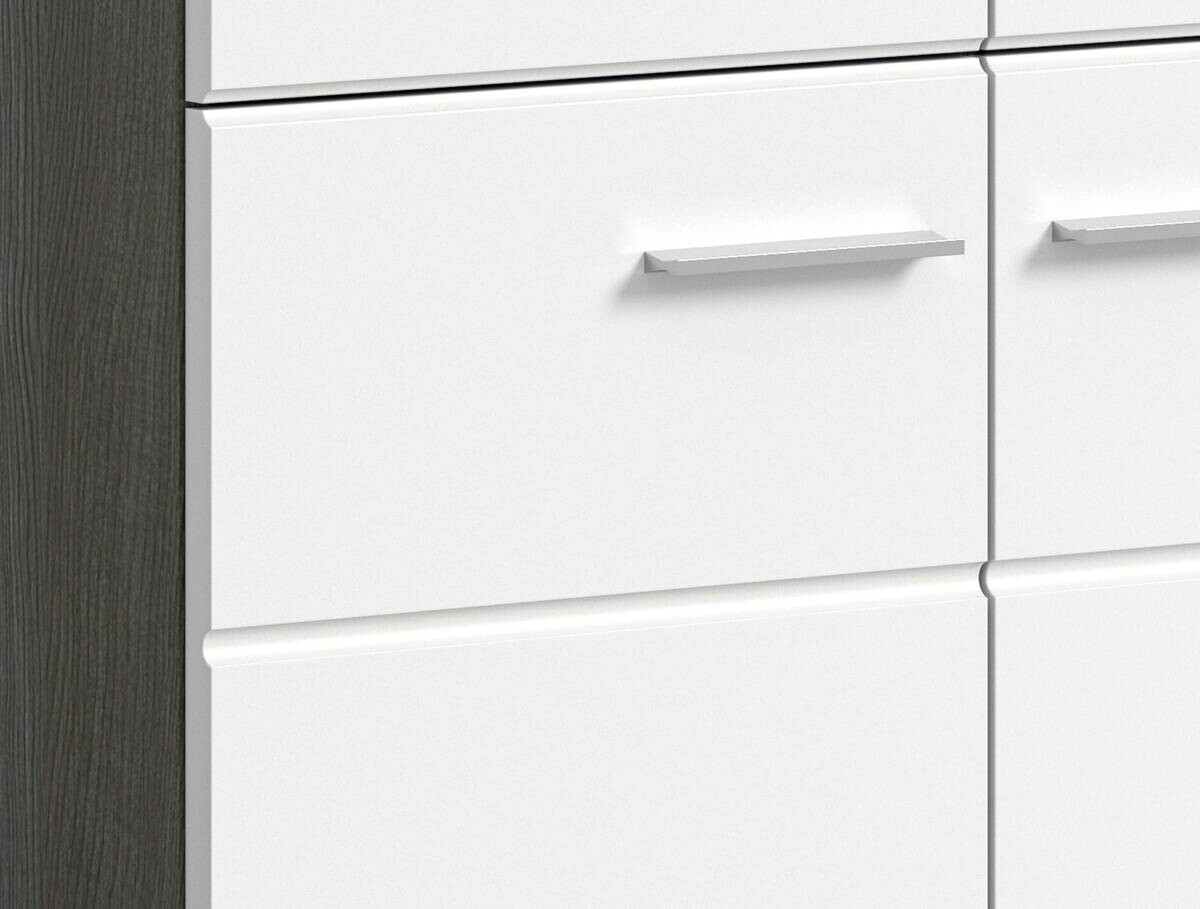 Garderobe SALSA Eiche Rauchsilber Nachbildung weiß Hochglanz B/H/T: ca. 250x192x37 cm