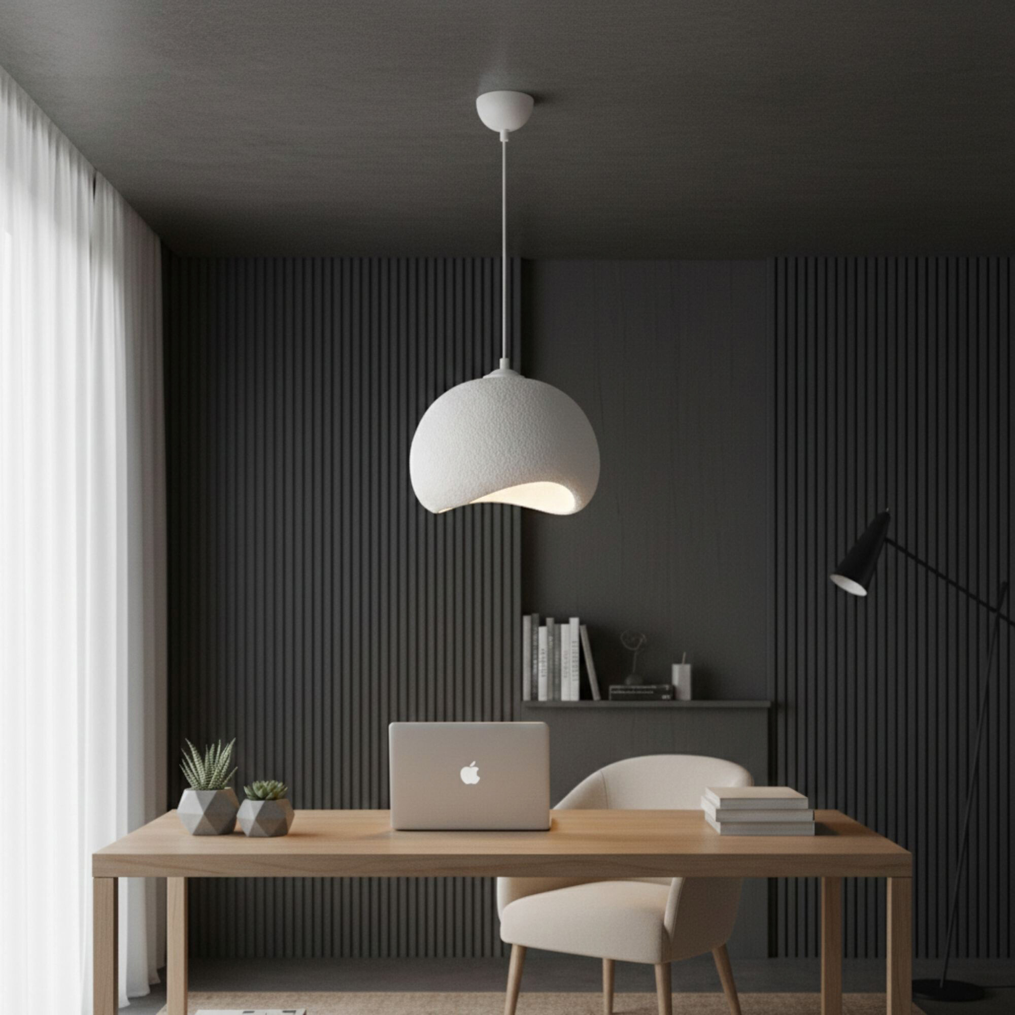 Opviq Pendelleuchte Yontu-15850 weiß Metall Polyester-Mischgewebe B/H/L: ca. 29x120x34 cm E27 1 Brennstellen