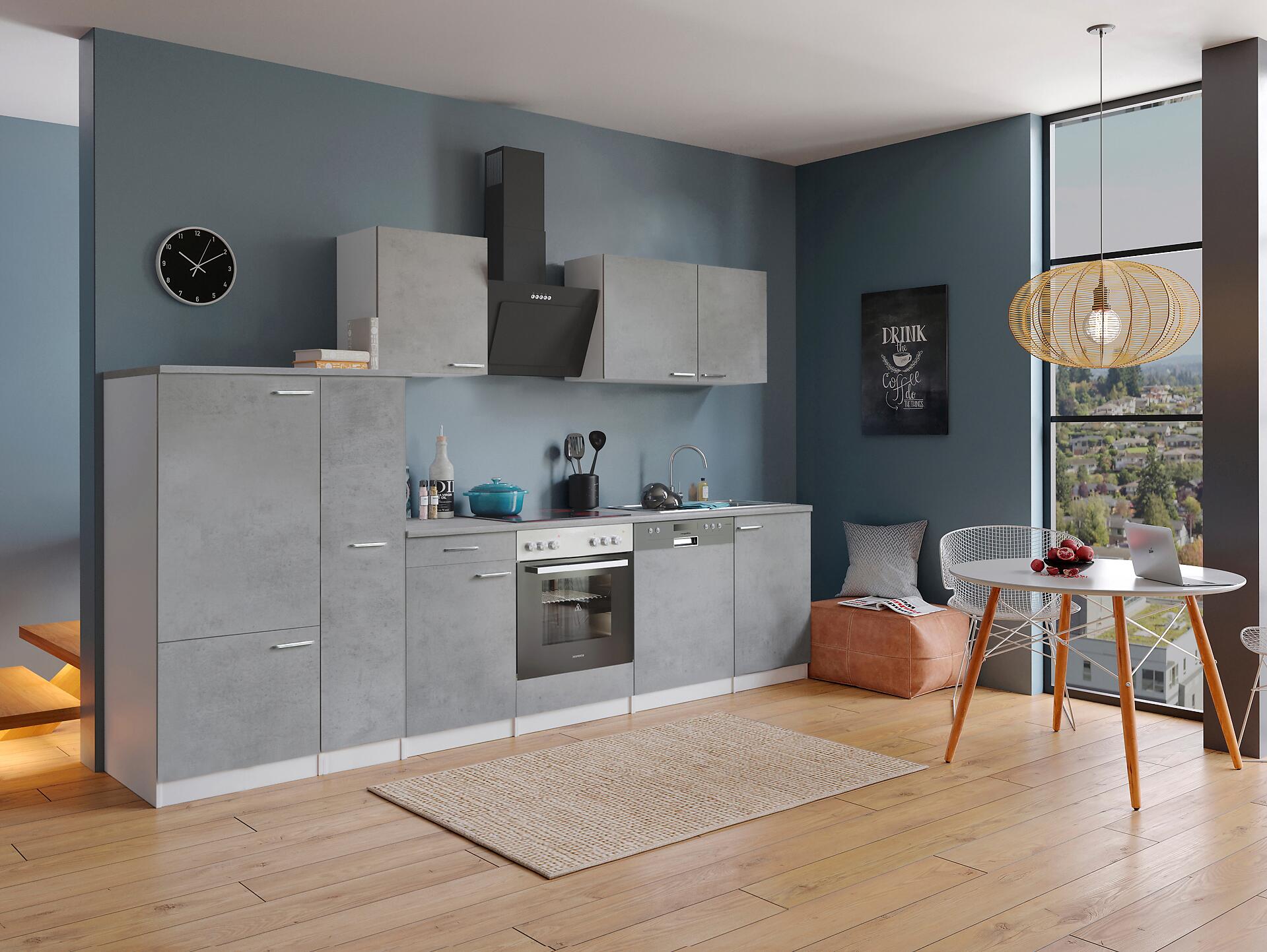 Respekta Küchenblock Malia Beton Optik B/H/T: ca. 310x200x60 cm