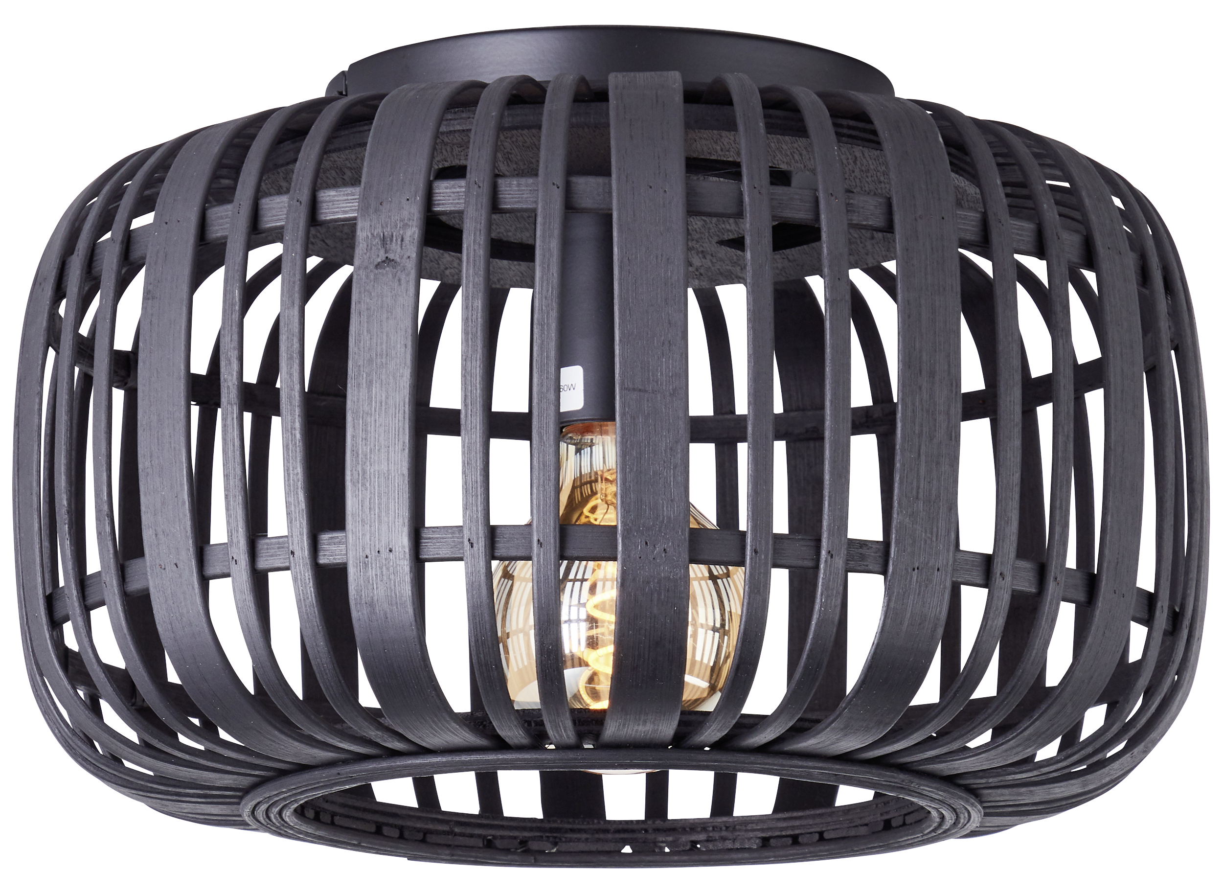 Brilliant Deckenleuchte Woodrow 99498/76 schwarz natur Metall Bambus B/H/T/D: ca. 32x22x32x32 cm E27 1 Brennstellen