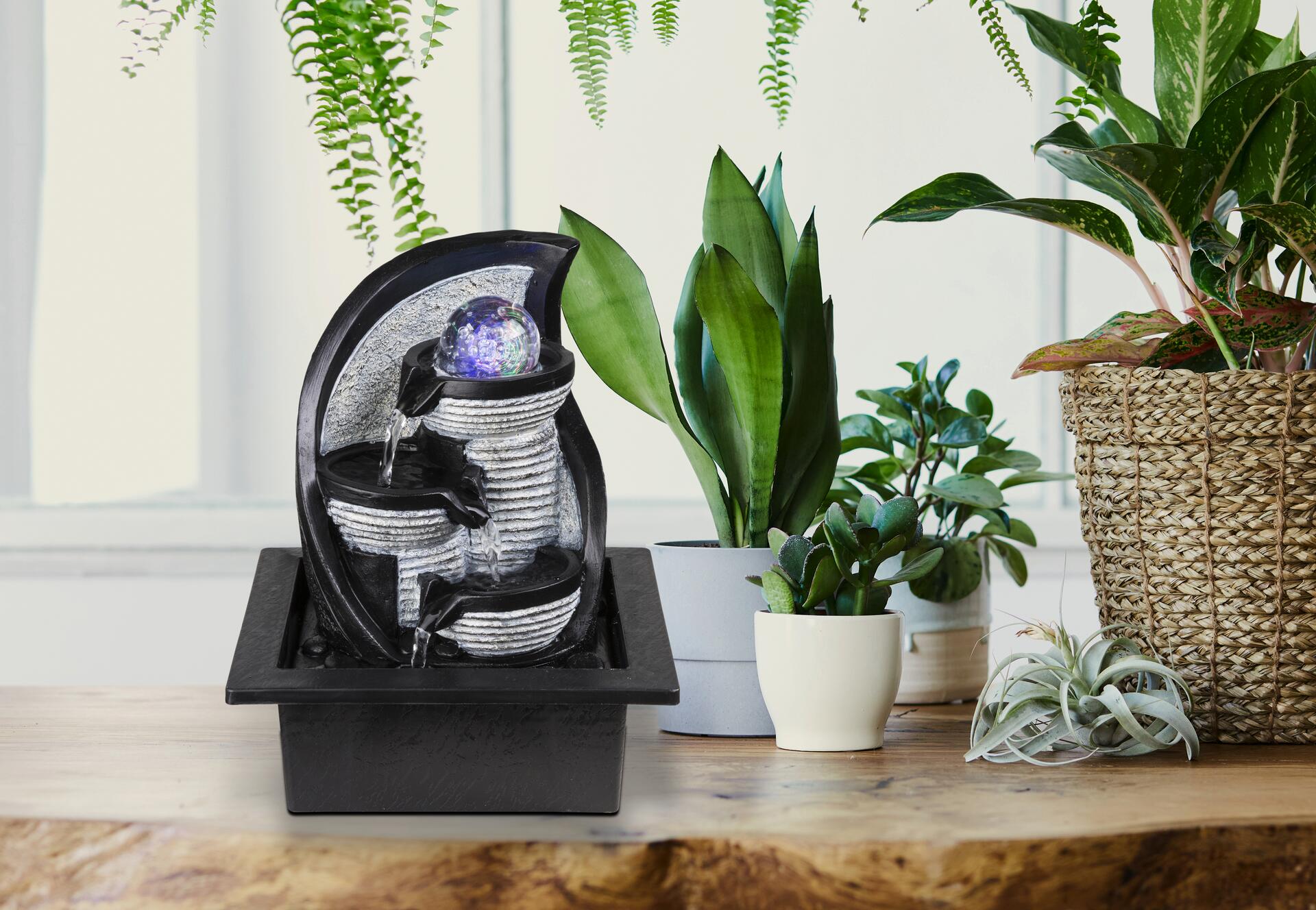 GLOBO Zimmerbrunnen ALBERT 93022 grau Kunststoff B/H/L: ca. 18x26x21 cm