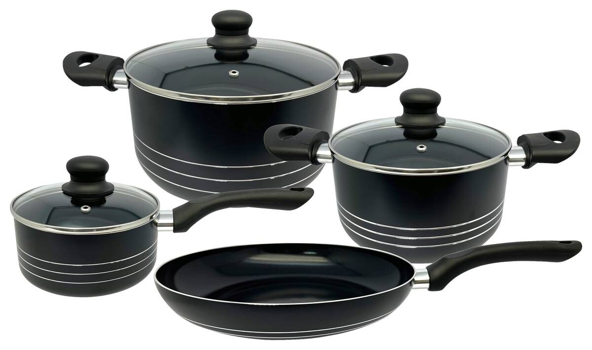 POCOline Topfset schwarz Aluminium 7 tlg.