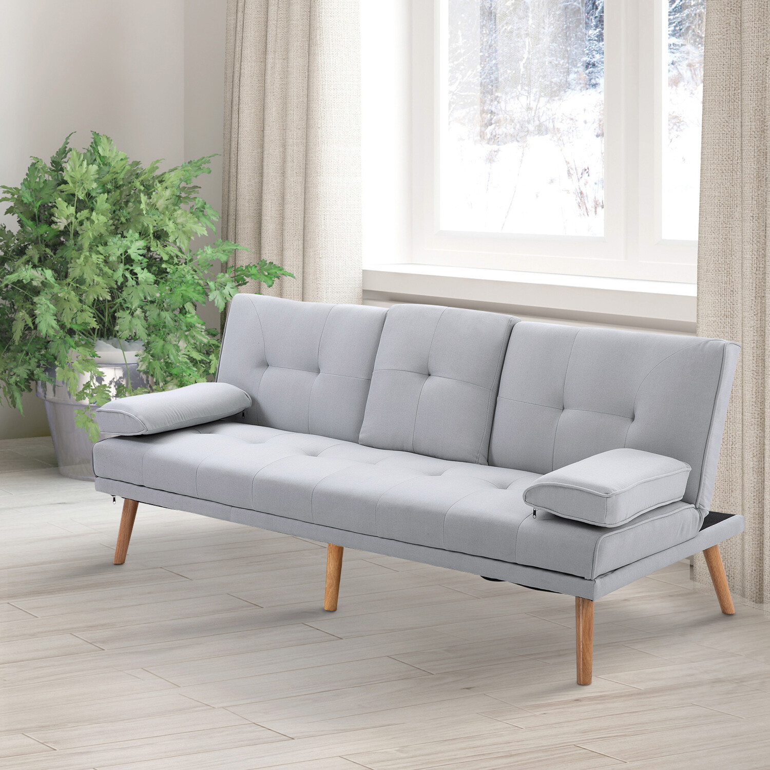 HOMCOM Schlafsofa 833-663 hellgrau B/H/T: ca. 181x78x77 cm HOMCOM Schlafsofa 833-663 hellgrau B/H/T: ca. 181x78x77 cm