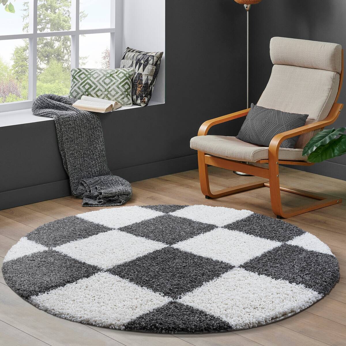 Sanat Hochflorteppich MILANO grau D: ca. 120 cm