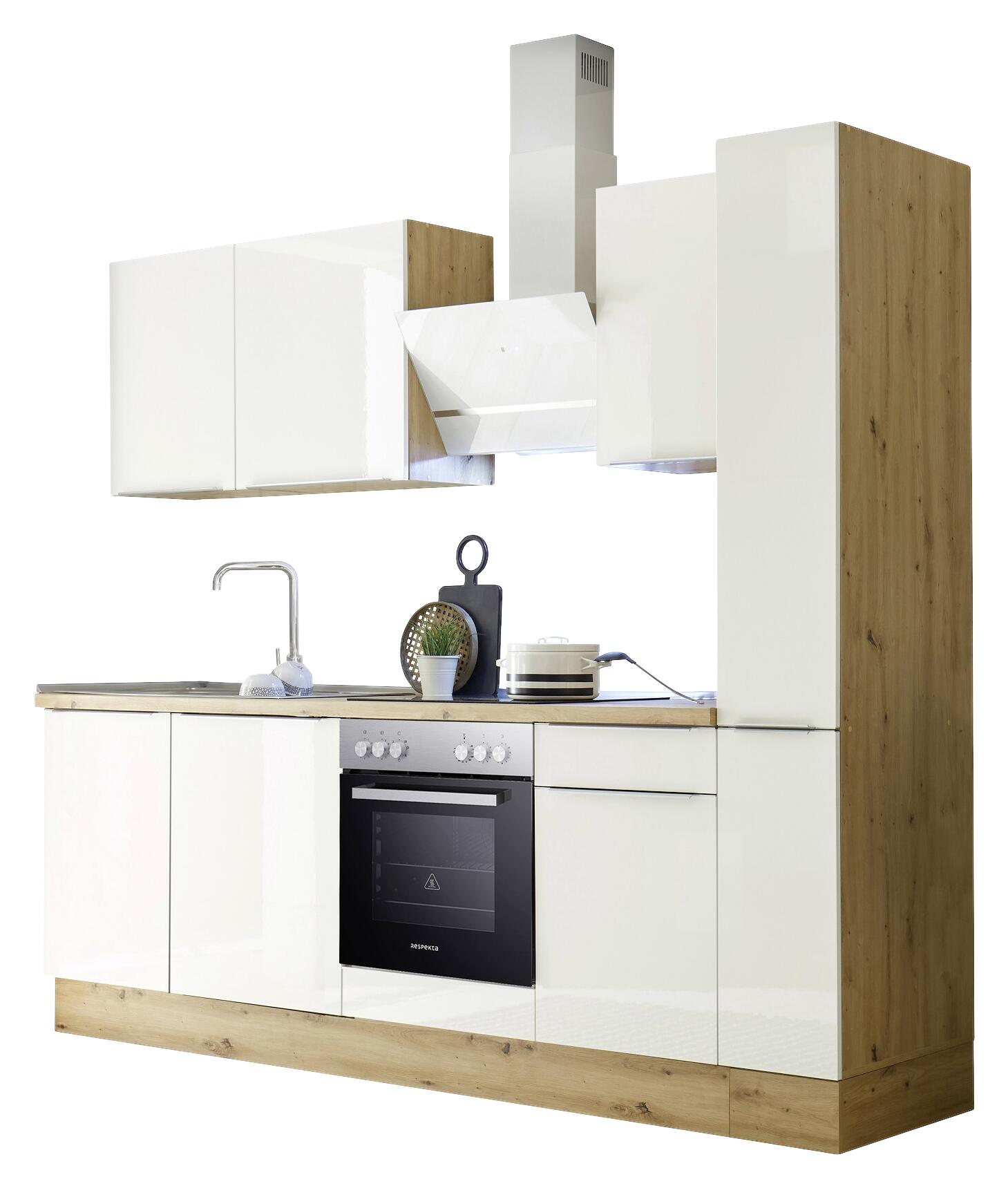 Respekta Küchenblock Marleen weiß Hochglanz B/H/T: ca. 250x211x60 cm