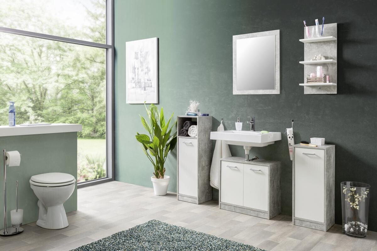 Bad-Set Madeira Beton Optik weiß B/H/T: ca. 123x76,5x28 cm