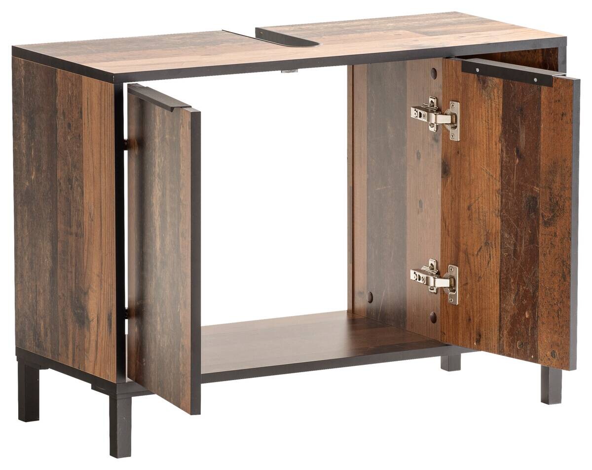 Waschbeckenunterschrank Jaap Old Wood dunkel Nachbildung B/H/T: ca. 79,8x49,3x33 cm