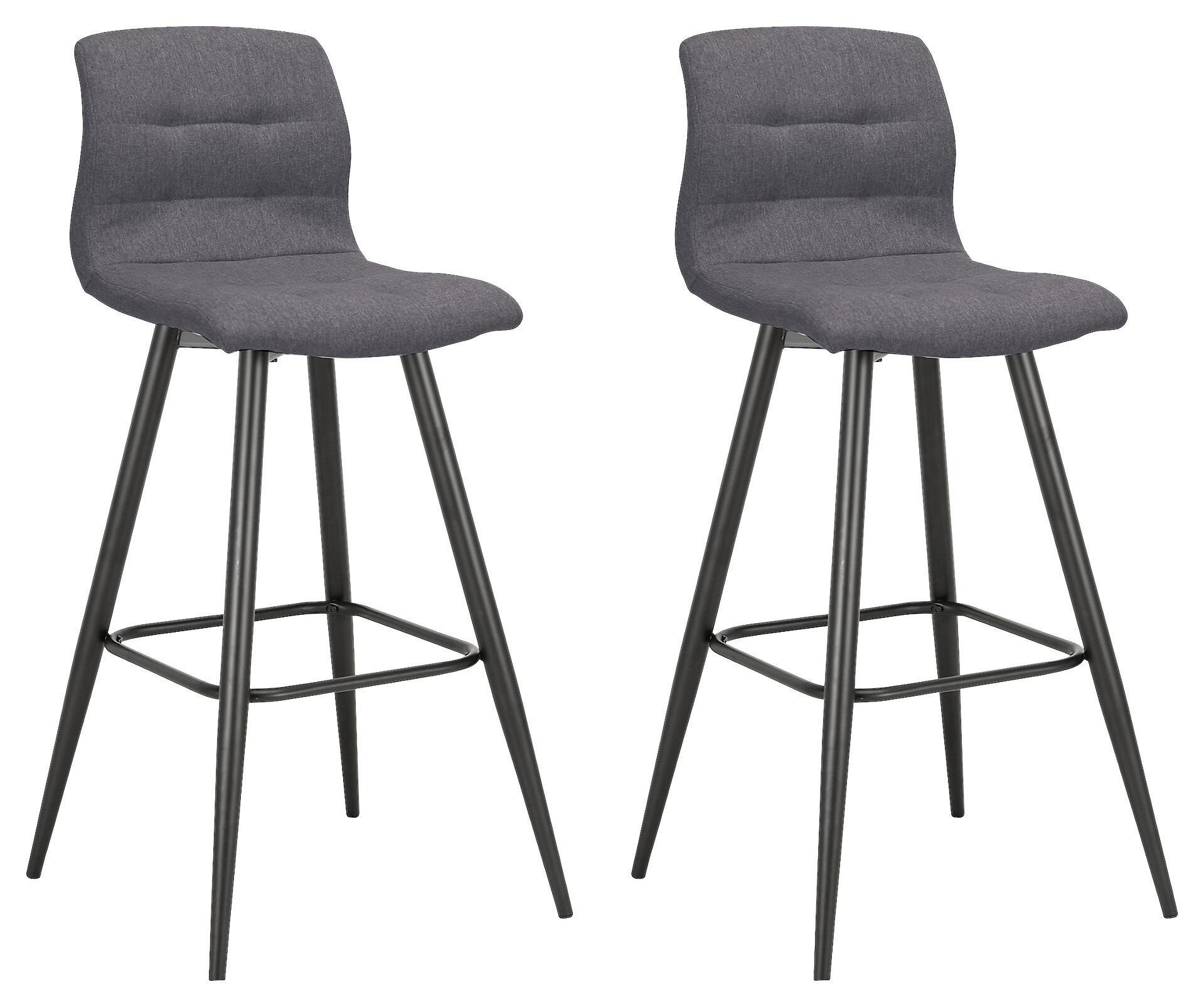Barhocker SIMONE  2er-Set anthrazit schwarz Webstoff Metall B/H/T: ca. 42x103x51 cm