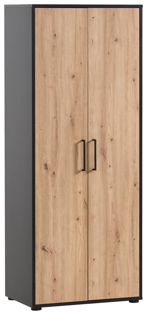Hochschrank Aino Eiche Artisan Nachbildung schwarz matt B/H/T: ca. 65x163,6x41 cm