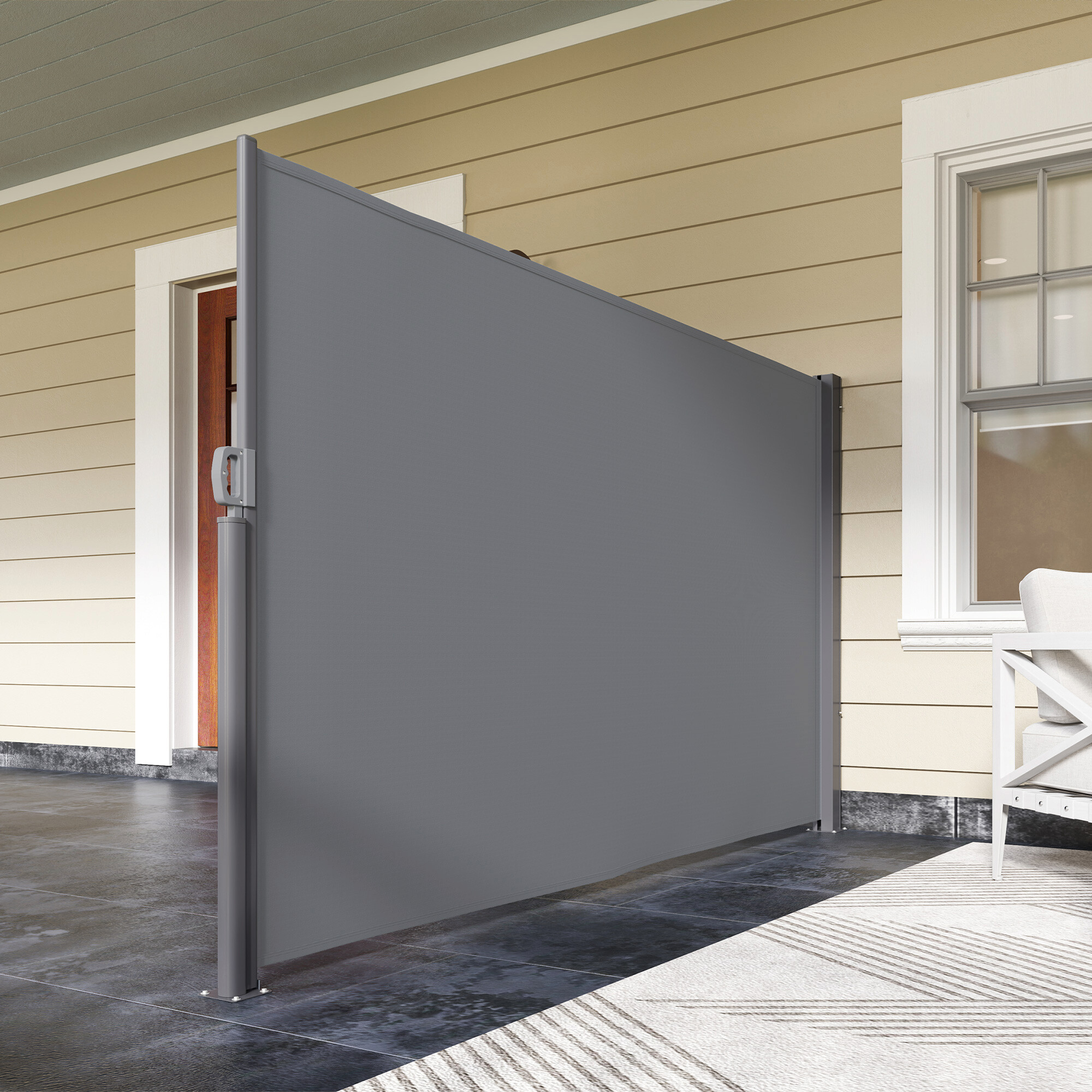 Outsunny Seitenmarkise dunkelgrau Aluminium B/H/L: ca. 1x180x300 cm