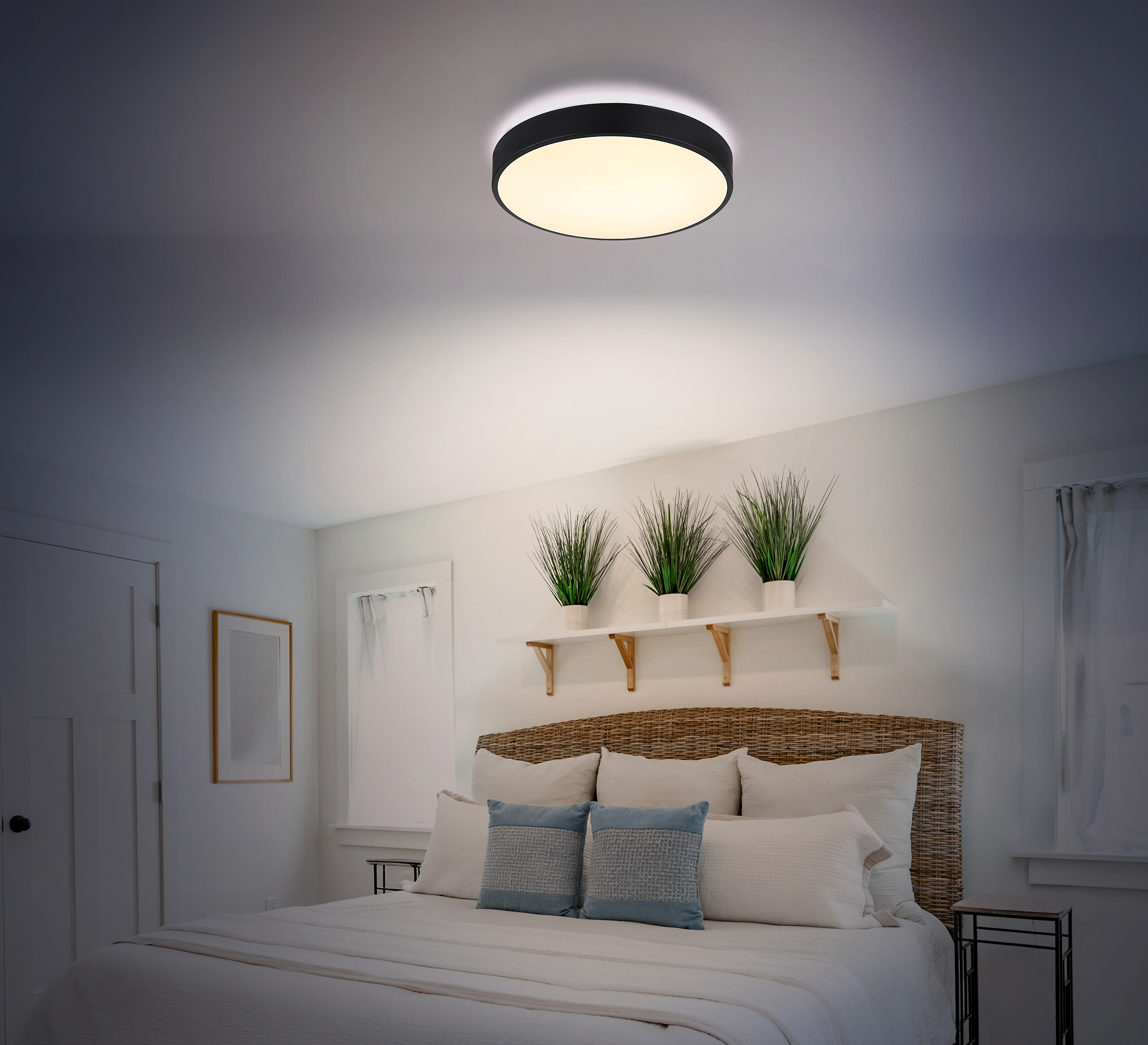 GLOBO LED-Deckenleuchte mattschwarz Opal Kunststoff Metall H/D: ca. 7x37,8 cm 1 Brennstellen