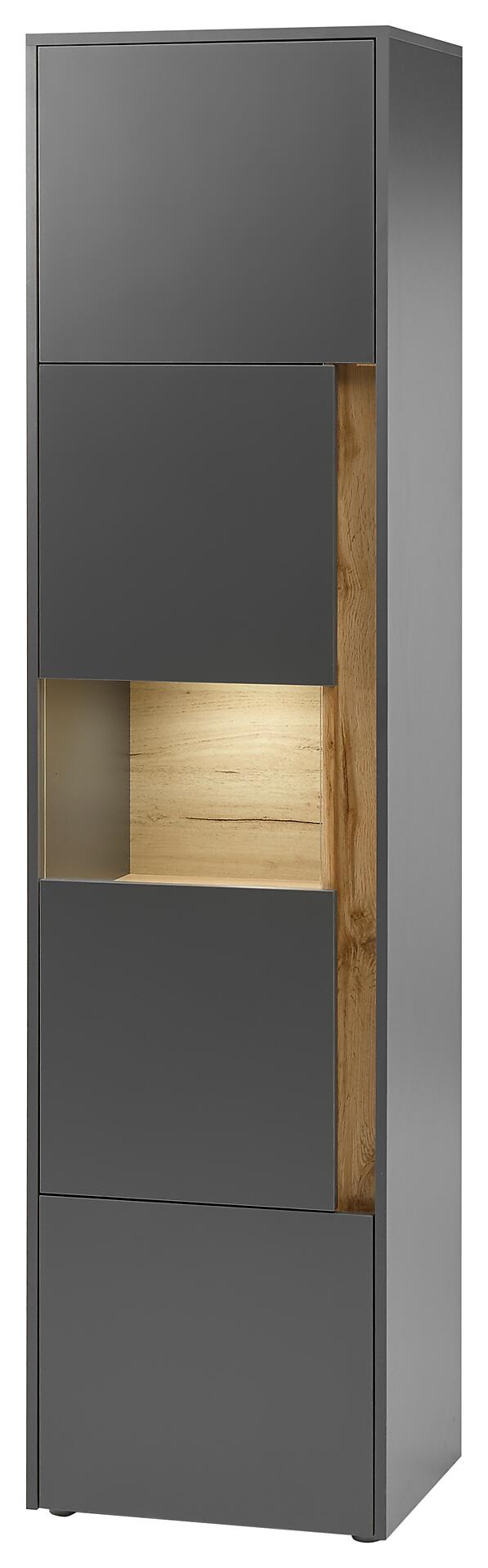 Standvitrine City Eiche Wotan Nachbildung anthrazit B/H/T: ca. 50x197x40 cm