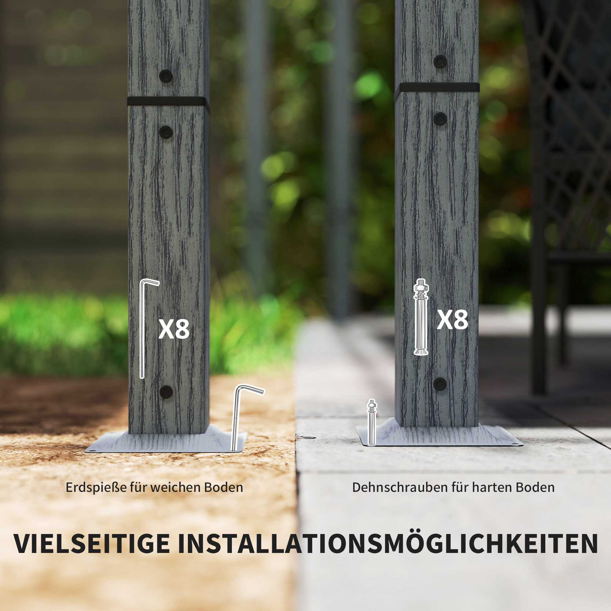 Outsunny Pergola grau Aluminium B/H/L: ca. 296x232x299 cm