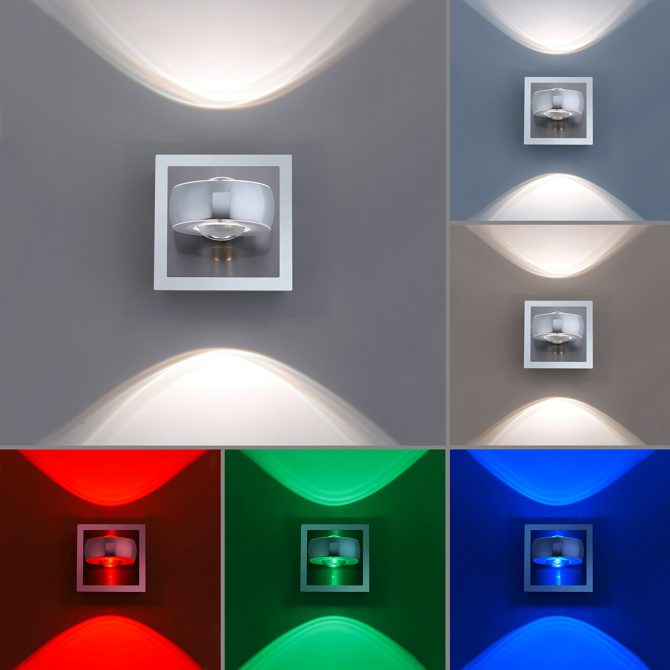 Just Light Smarte Wandleuchte 12471-55 stahlfarbig Chrom transparent Metall Kunststoff B/H/T: ca. 12x14x12 cm