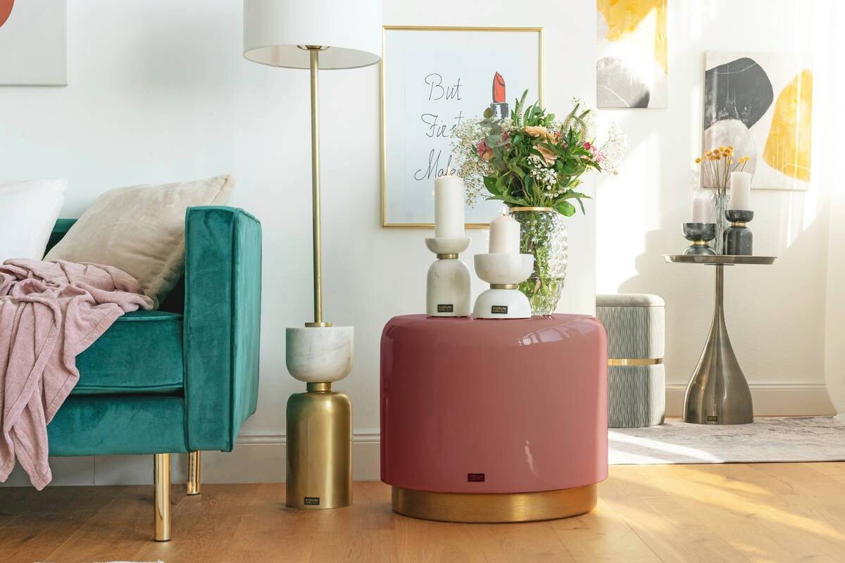 360 Living Hocker Artisse 251 rosa gold Metall H/D: ca. 43x51,5 cm