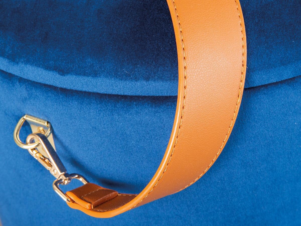 Inter Link Hocker Papua blau MDF Samtoptik B/H/T: ca. 35x45x35 cm