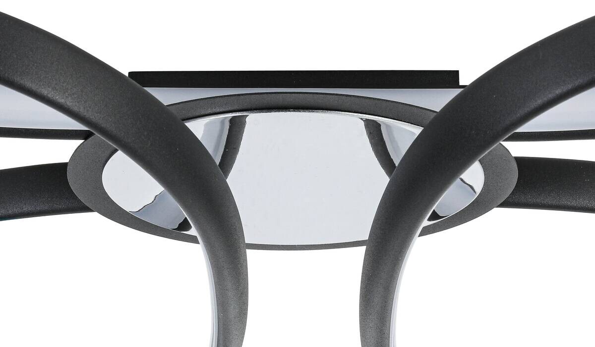 Nolo LED Deckenleuchte Markus Chrom schwarz Kunststoff Metall B/H/L: ca. 48x12x48 cm 2 Brennstellen