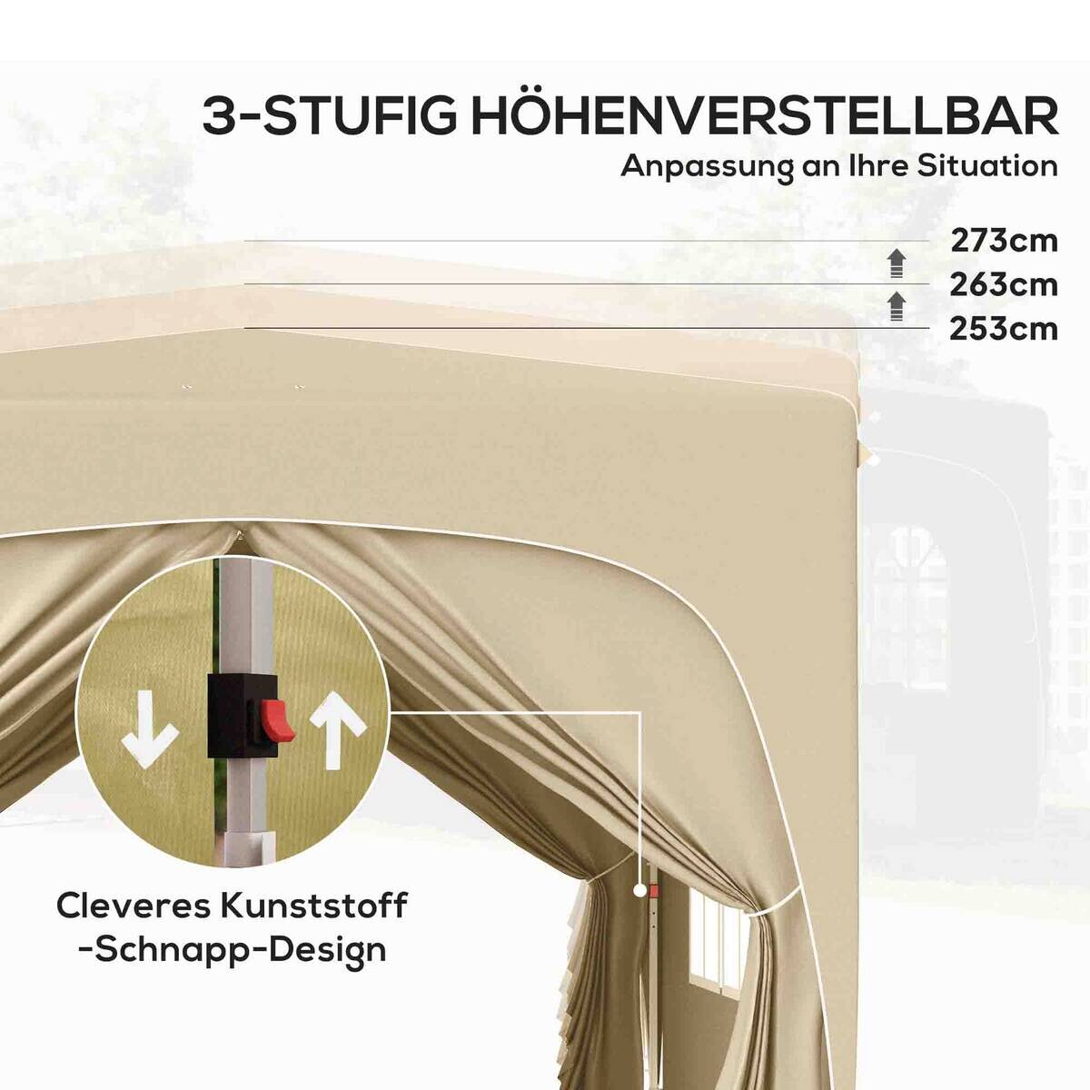 Outsunny Pavillon sand Metall B/H/L: ca. 300x273x300 cm