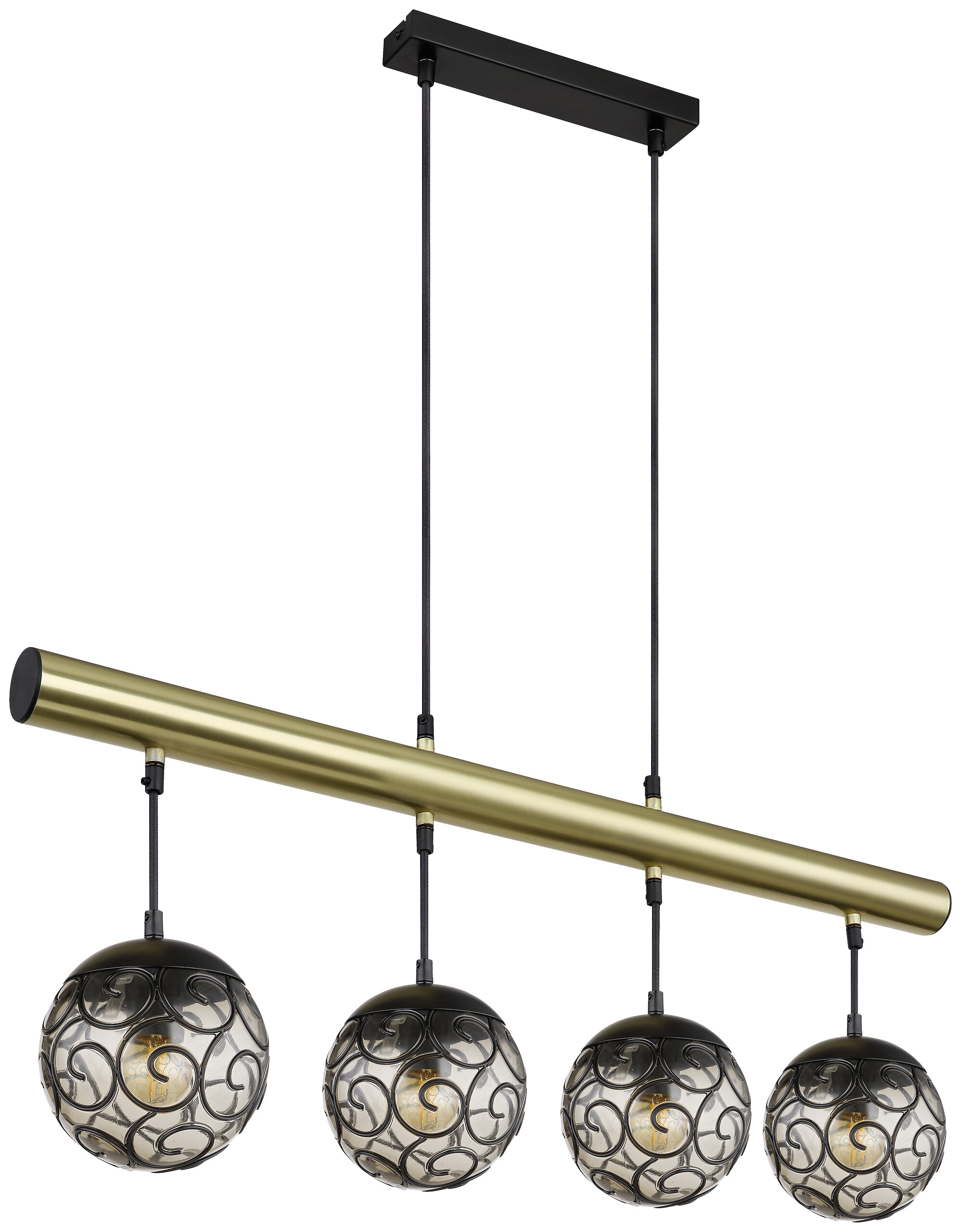 GLOBO Pendelleuchte Fitz Rauch Metall Kunststoff B/H/L: ca. 90x15x120 cm E27 4 Brennstellen