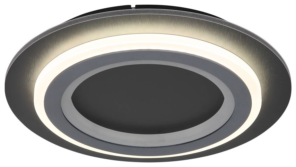 GLOBO LED-Deckenleuchte mattschwarz Opal grau Metall Kunststoff Acryl H/D: ca. 5,5x34 cm 1 Brennstellen