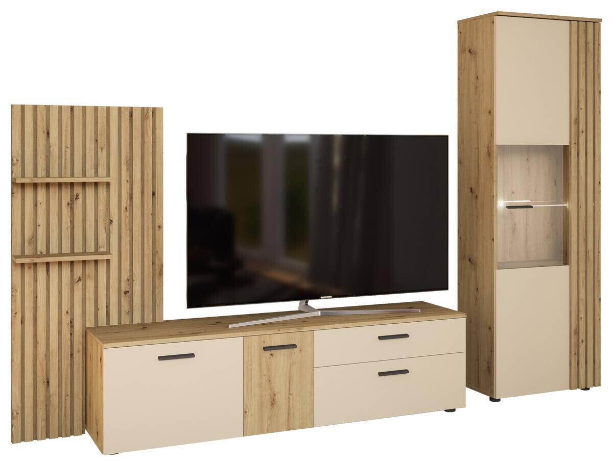 Wohnwand Gatwick Eiche Artisan Nachbildung creme B/H/T: ca. 250x180x38 cm Wohnwand Gatwick Eiche Artisan Nachbildung creme B/H/T: ca. 250x180x38 cm