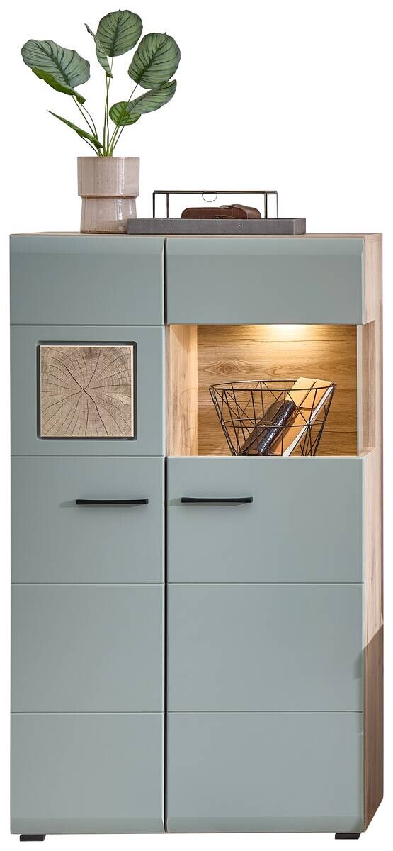 Vitrine Fun Plus 2 salbei Oak Eiche Viking Nachbildung B/H/T: ca. 80x139x37 cm