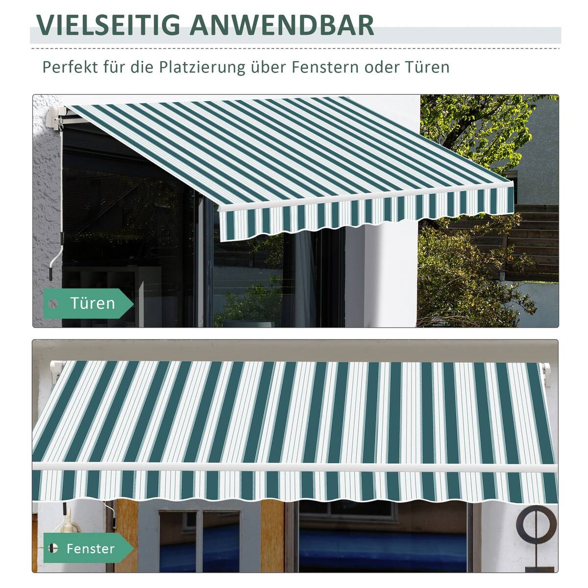 Outsunny Gelenkmarkise weiß B/L: ca. 245x395 cm