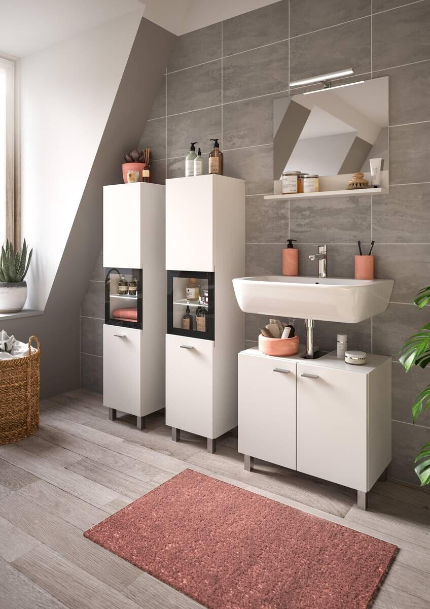 Badezimmer-Set BOSTON weiß schwarz B/H/T: ca. 137x186x33 cm Badezimmer-Set BOSTON weiß schwarz B/H/T: ca. 137x186x33 cm