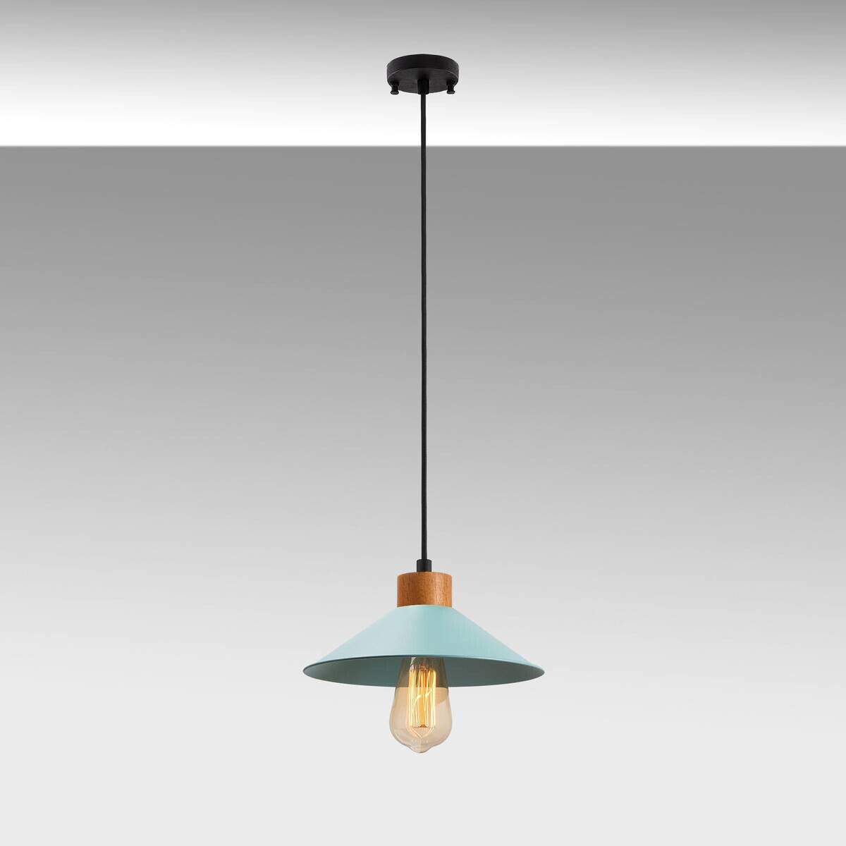 Opviq Pendelleuchte blau Holz B/H/T/L: ca. 103x103x24x103 cm E27 1 Brennstellen