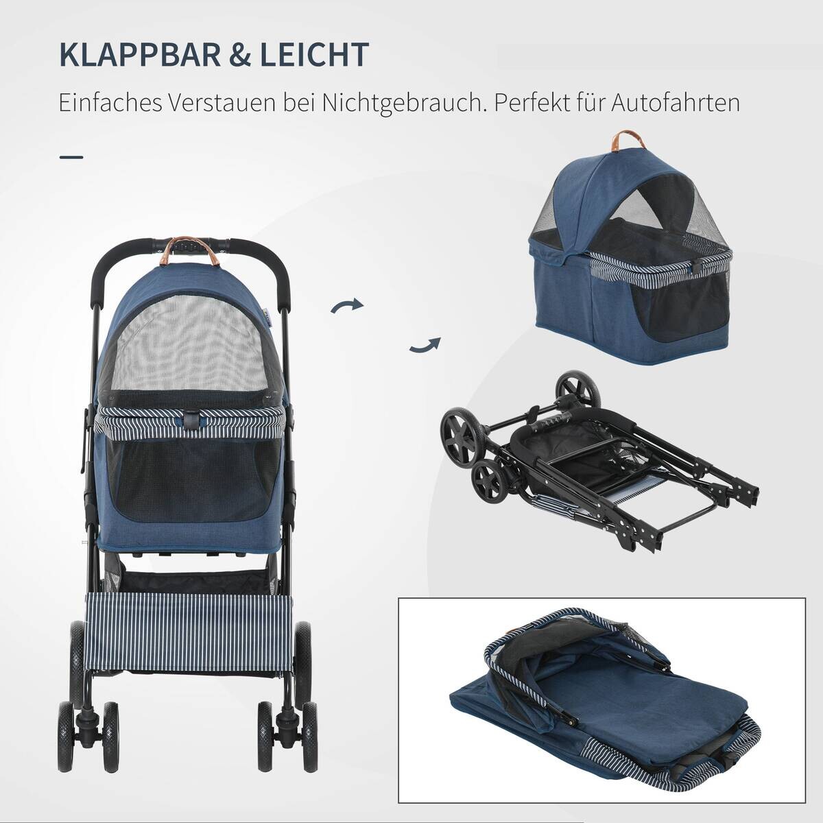 PawHut Hunde-Zubehör dunkelblau Edelstahl B/H/L: ca. 51x77,5x99,5 cm