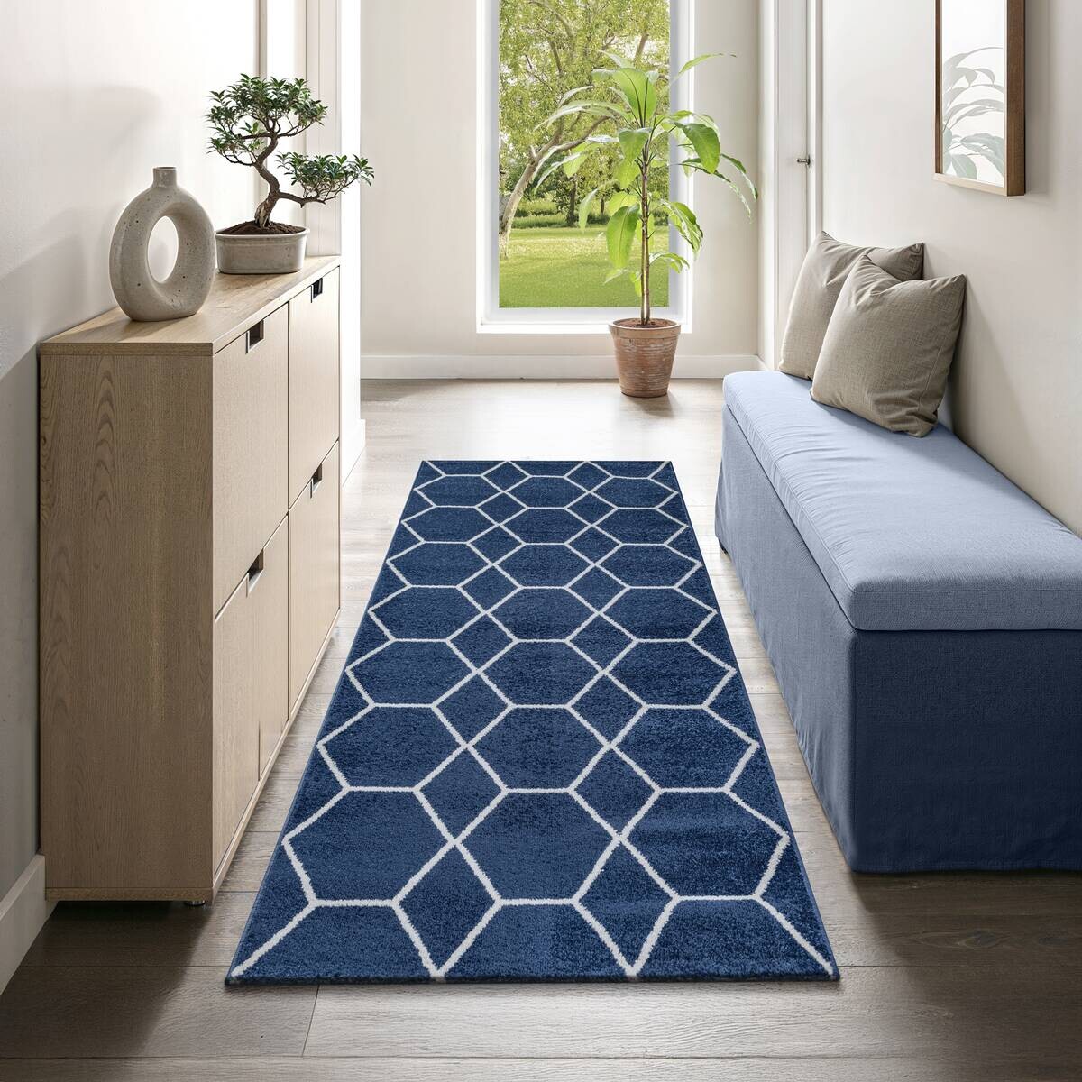 Sanat Teppich Trellis marine B/L: ca. 80x200 cm