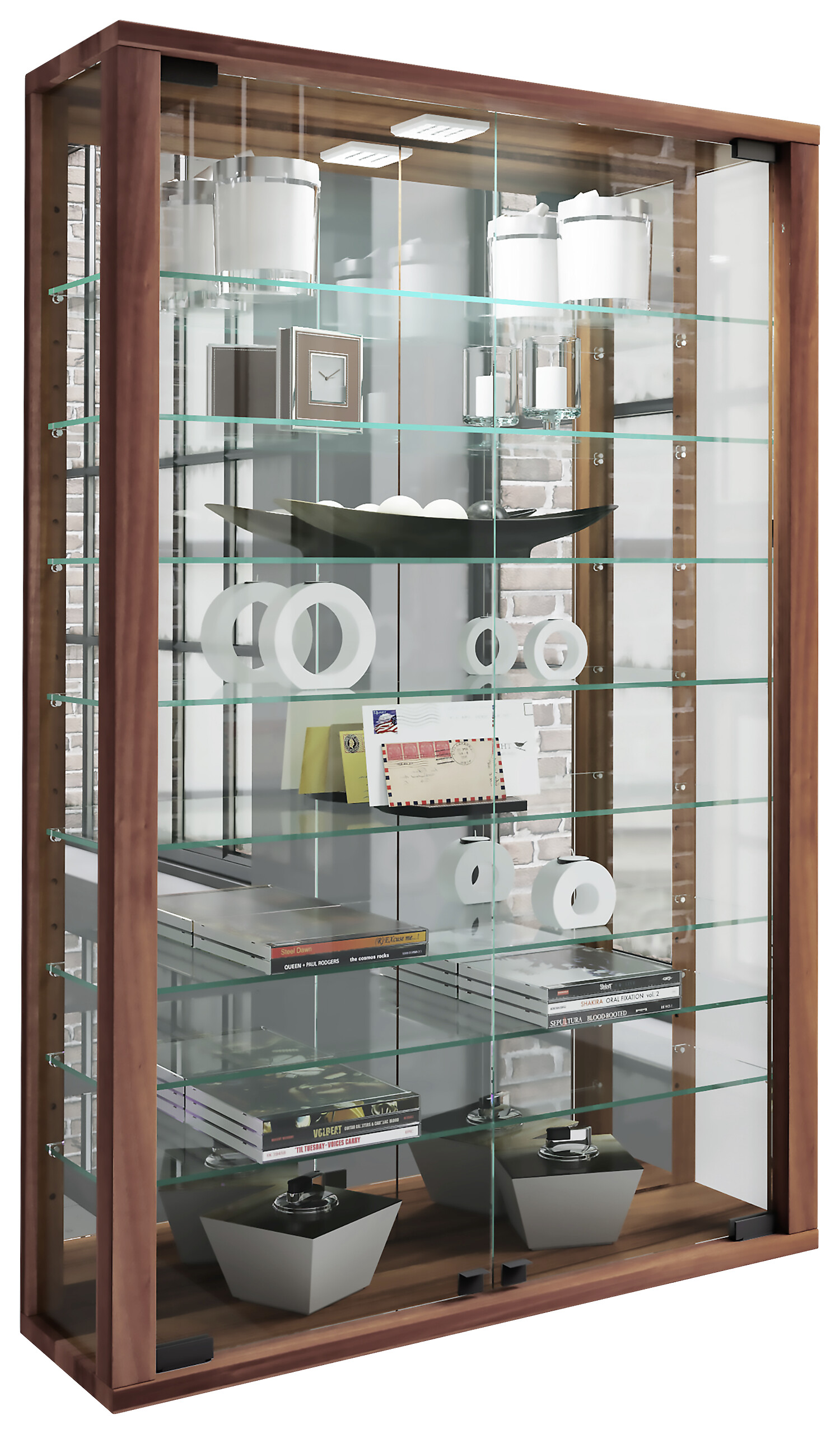 Vitrine Vitrosa nussbaum Nachbildung Holzwerkstoff Glas B/H/T: ca. 59x91x18 cm