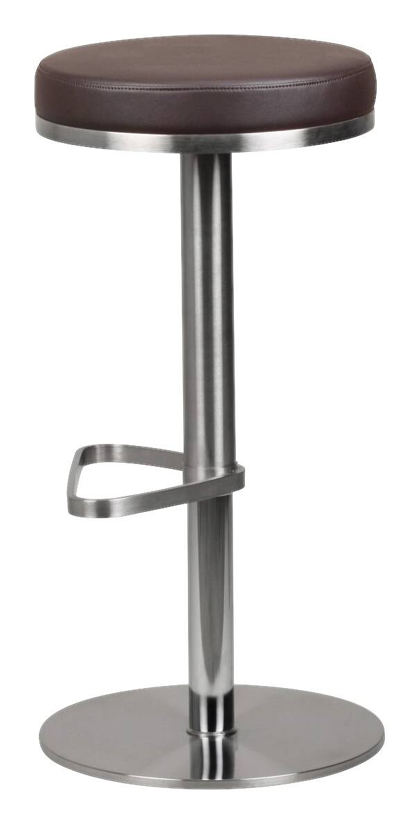 Barhocker dunkelbraun Edelstahl Kunstleder Edelstahl