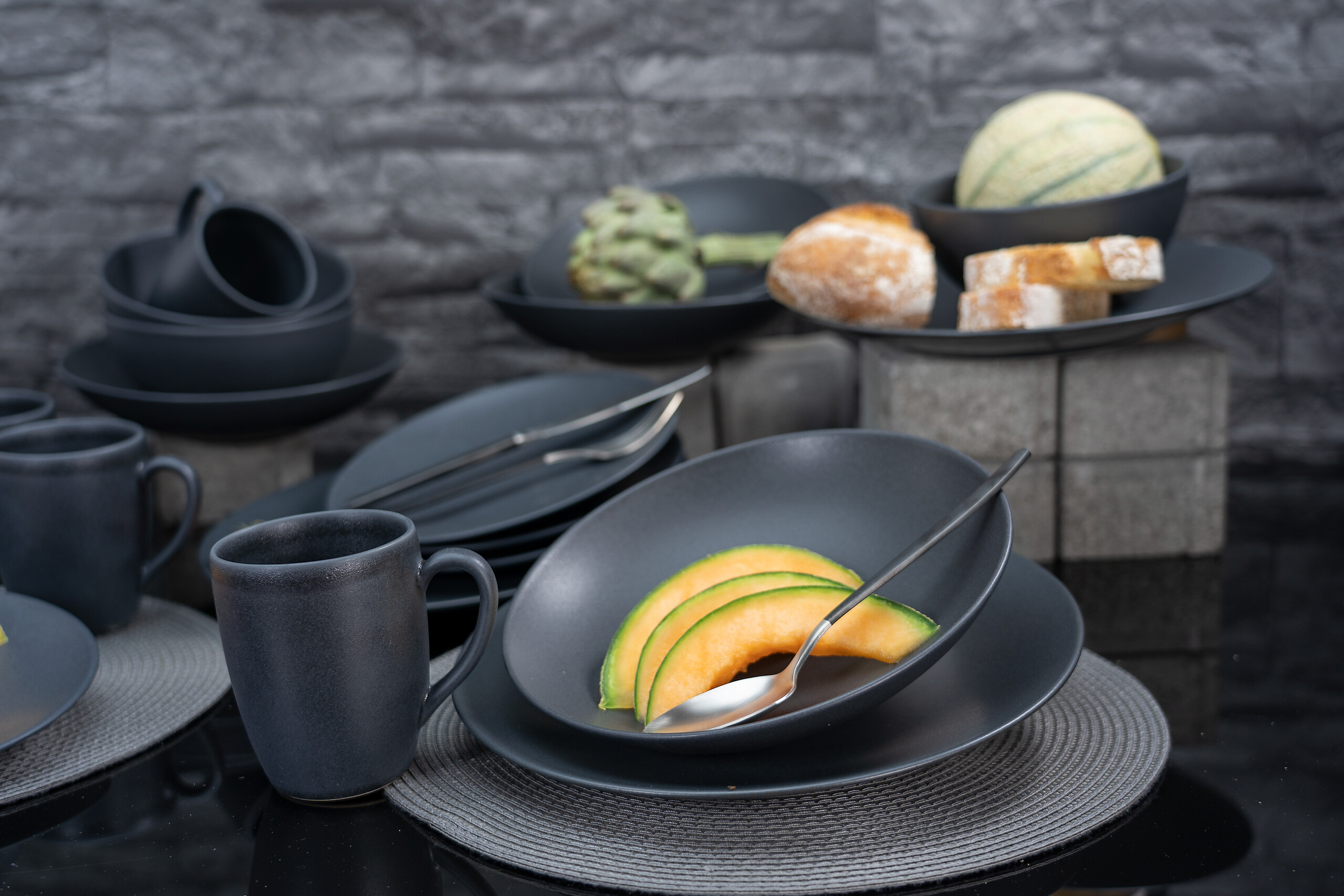 CreaTable Kombiservice Soft Touch schwarz Stein 20 tlg.