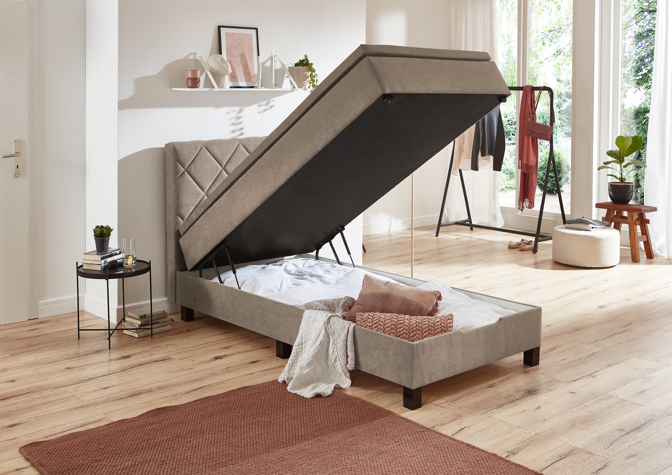 Boxspringbett Jeff taupe Liegefläche B/L: ca. 100x200 cm