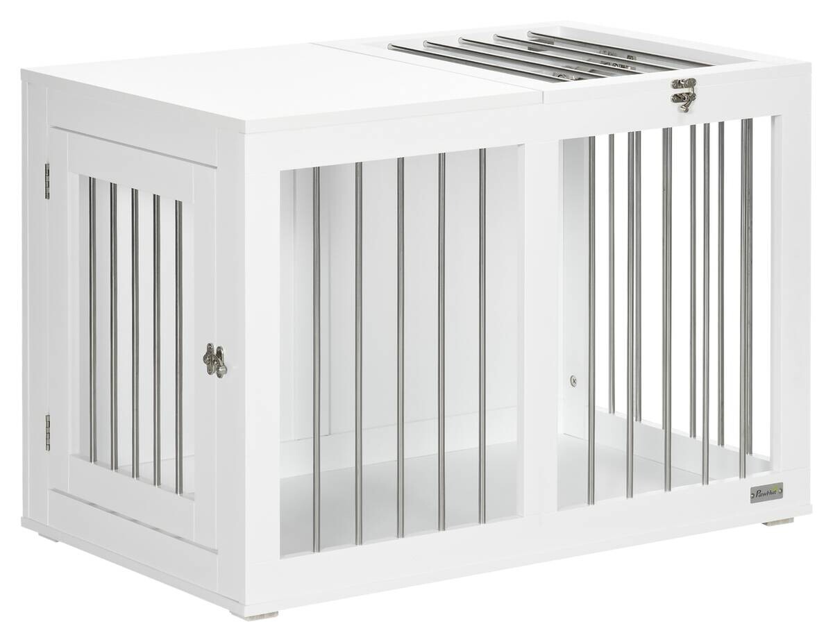 PawHut Hunde-Zubehör weiß Edelstahl B/H/L: ca. 50x80x56,5 cm