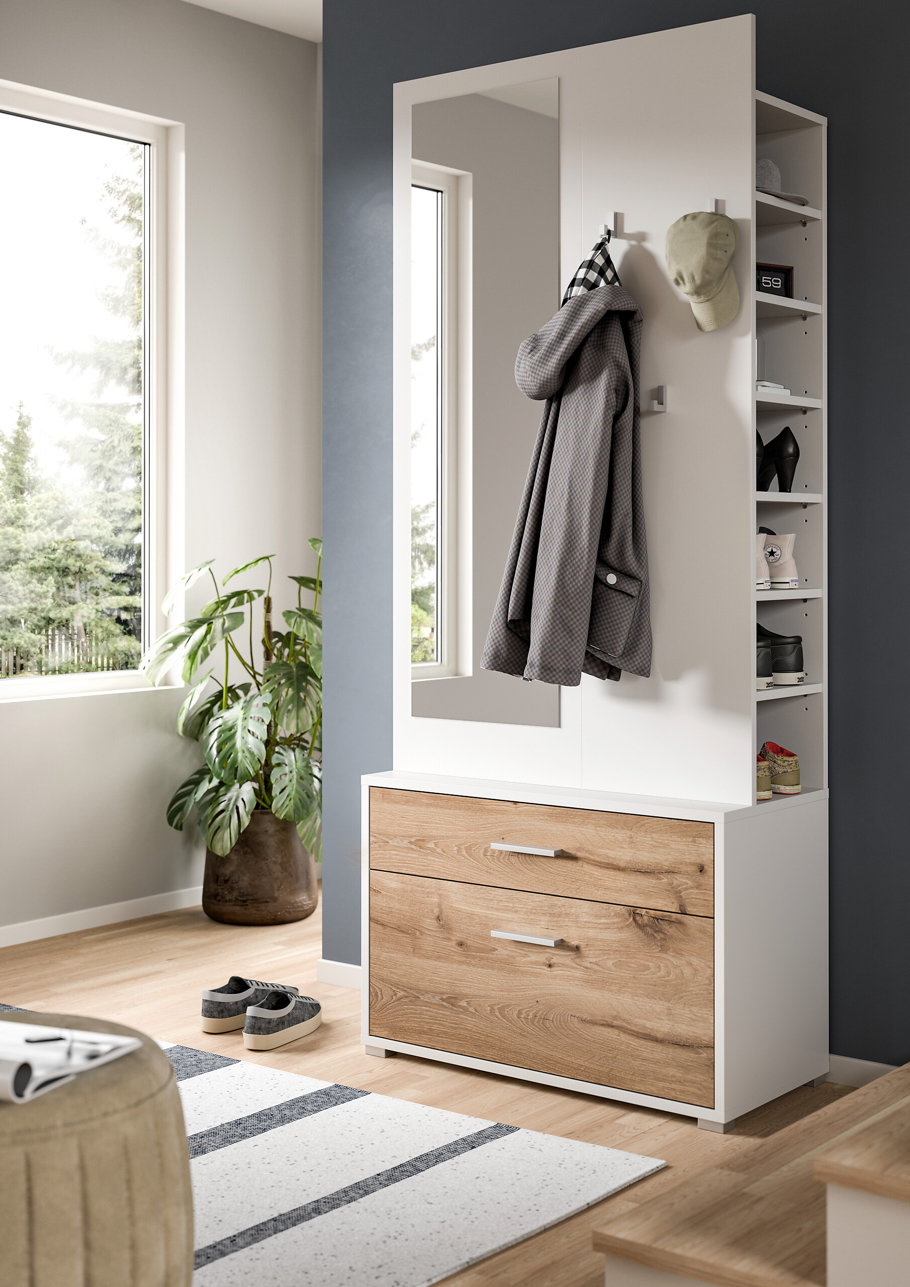 Garderobe POLO weiß Nox Oak Nachbildung B/H/T: ca. 80x190x38 cm