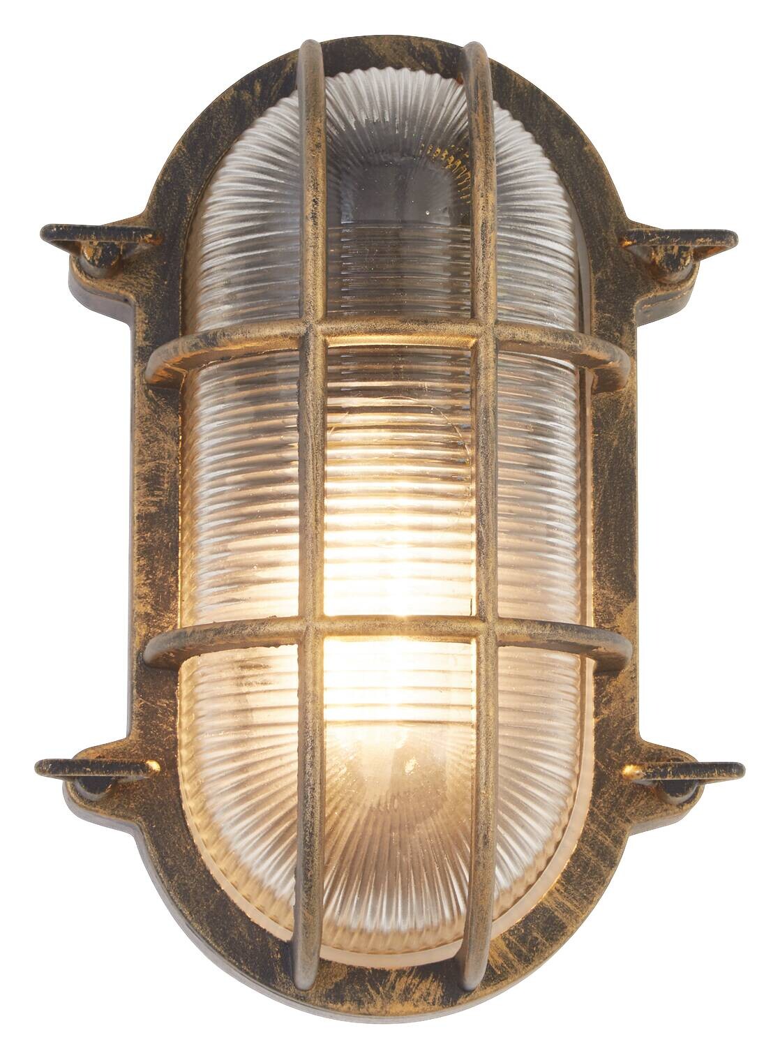 Searchlight Außenleuchte Bulkhead transparent schwarz Glas Stahl B/H/T: ca. 16x25x10,5 cm E27 1 Brennstellen