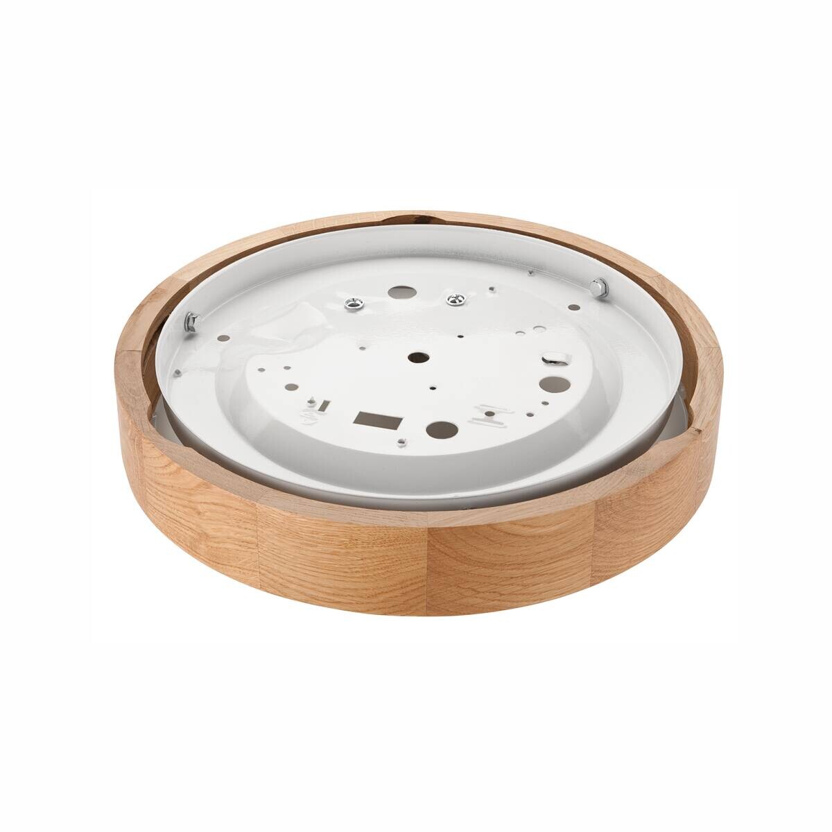 Lamkur Deckenleuchte Anello Eiche Glas Holz H/L: ca. 8x27 cm E27 1 Brennstellen