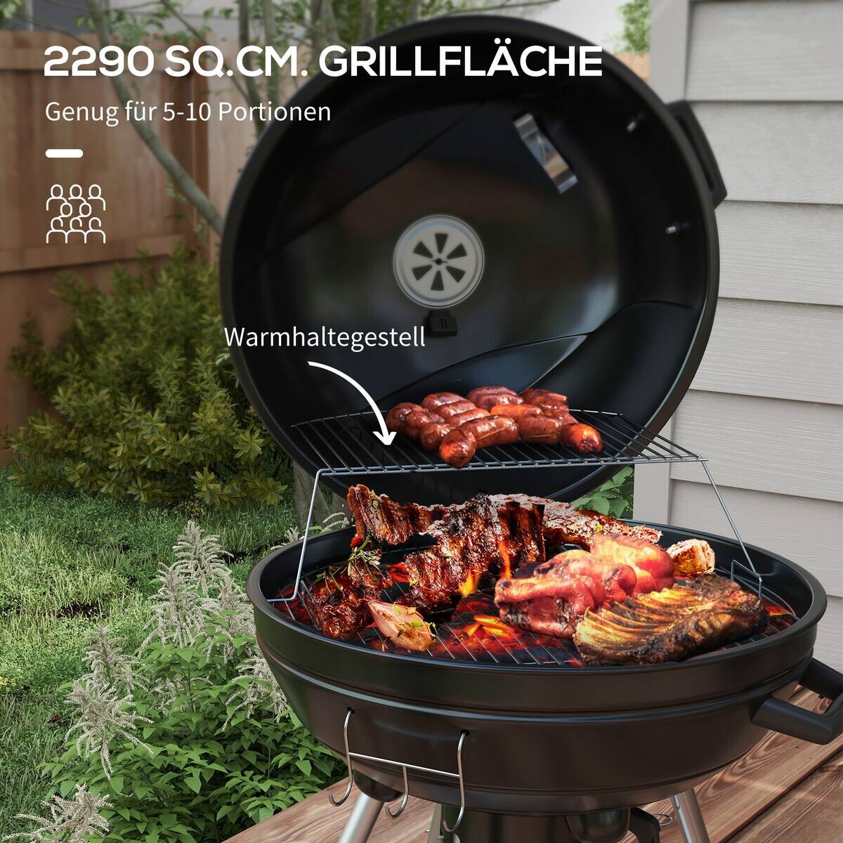 Outsunny Grill Edelstahl B/H/L: ca. 55x65x89 cm