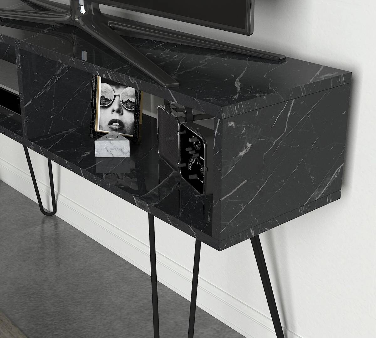 TV-Lowboard Alya Marmoroptik B/H/T: ca. 120x68,5x29,5 cm