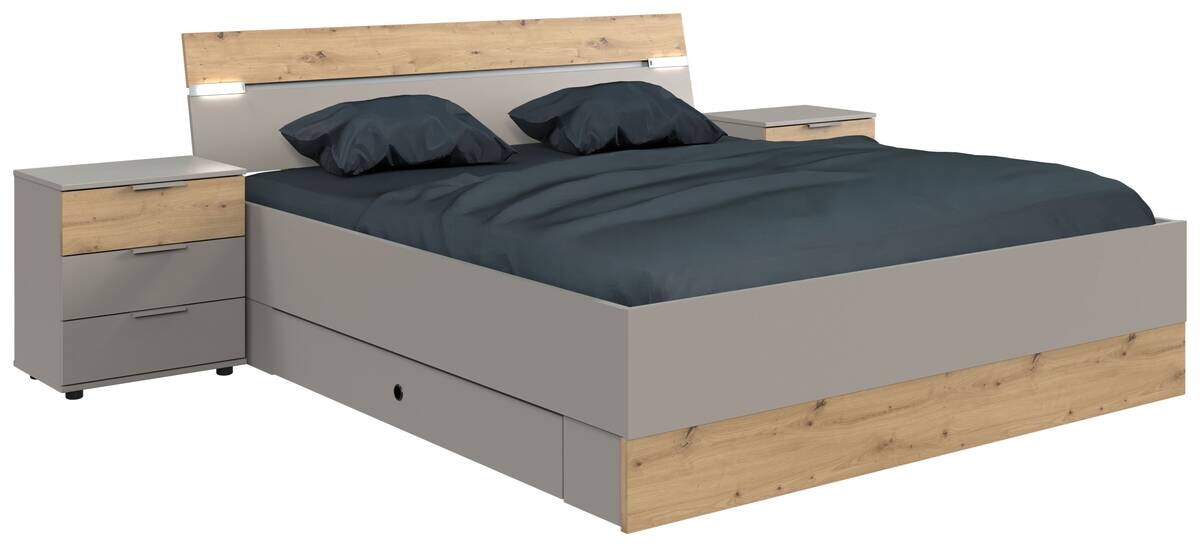 Bettanlage Paderborn Sahara grau B/H/T: ca. 284x96x210 cm Liegefläche B/L: ca. 180x200 cm