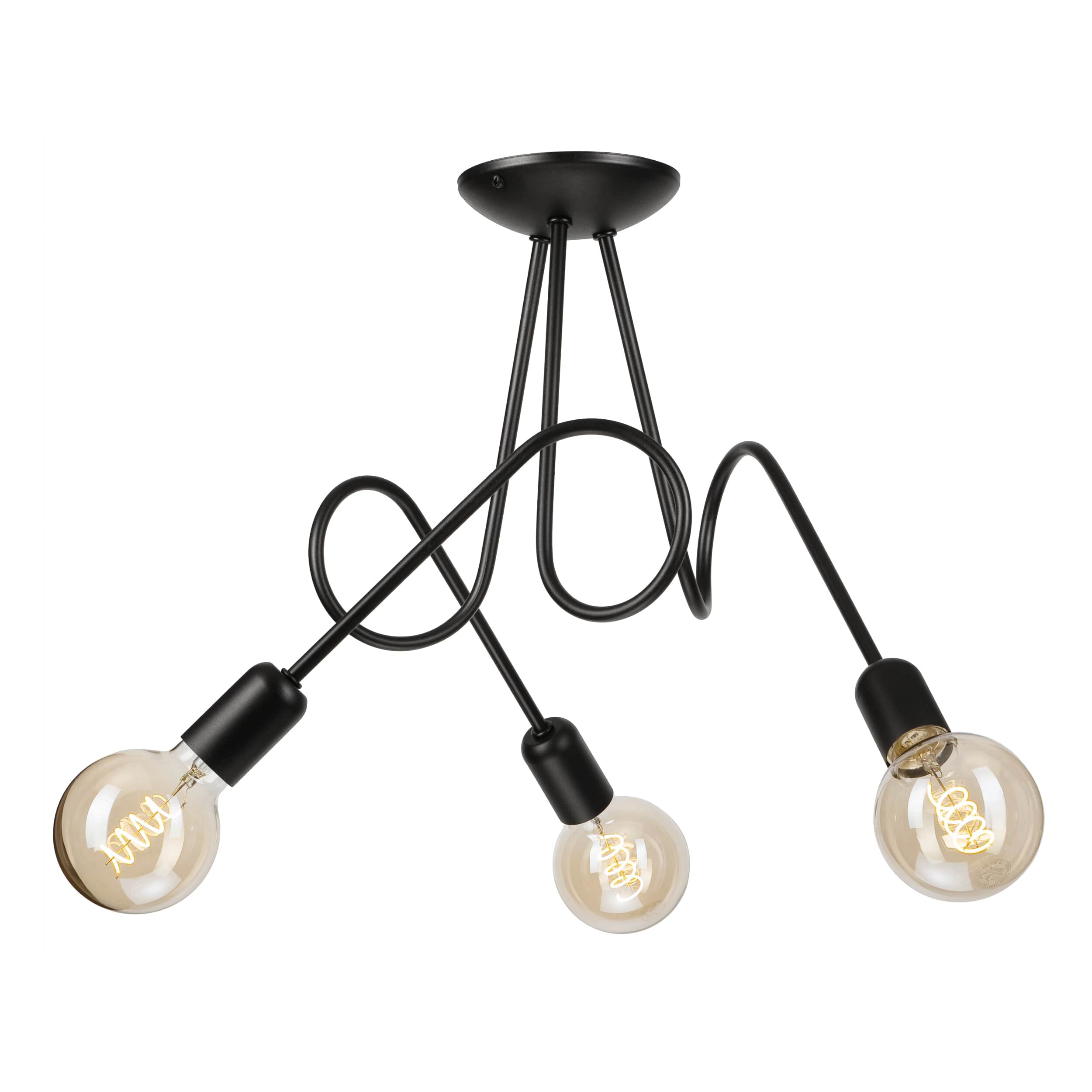 Lamkur Kronleuchter schwarz Stahl B/H/L: ca. 39x54x54 cm E27 3 Brennstellen