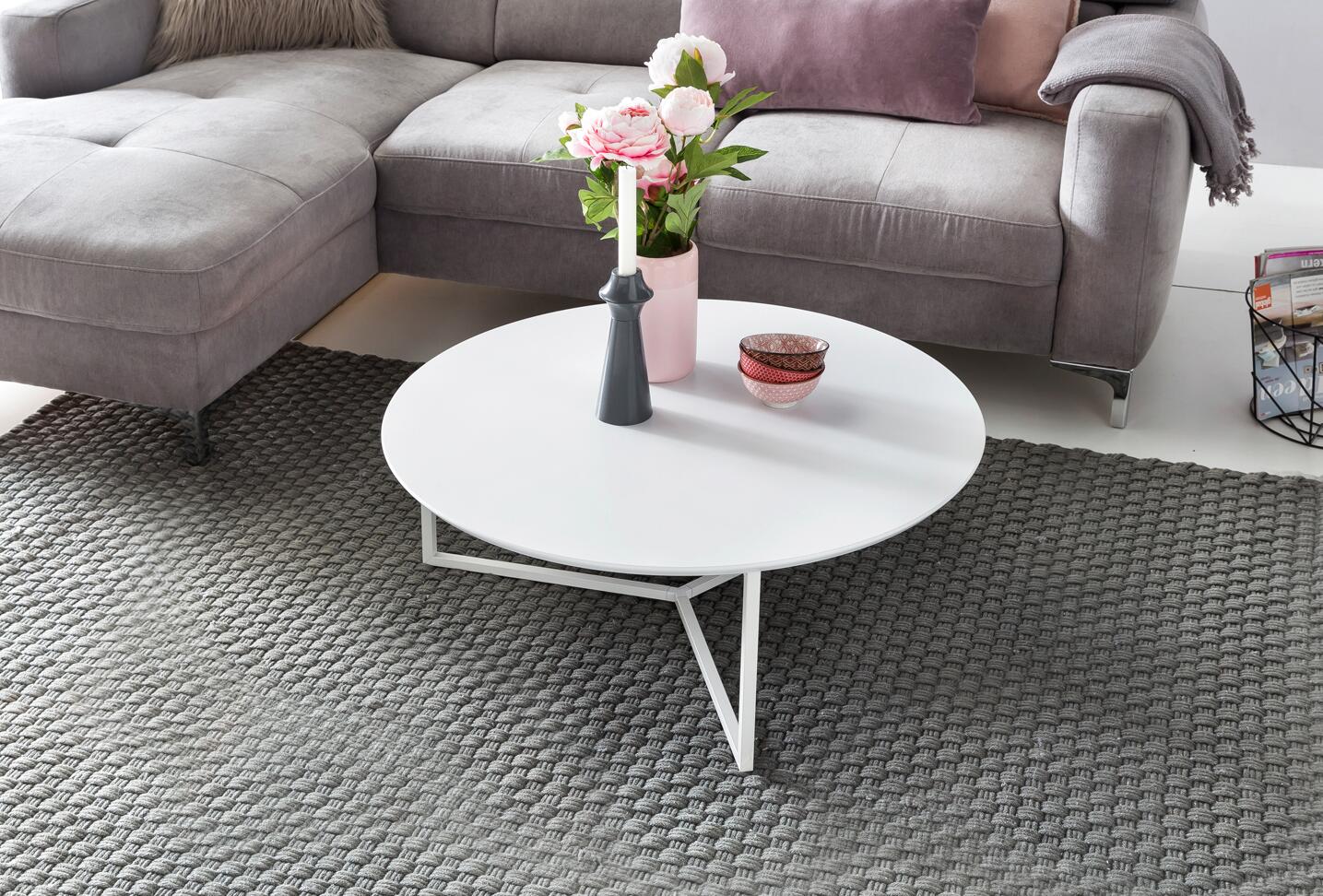Wohnling Couchtisch weiß weiß MDF Metall B/H/T: ca. 80x33x80 cm