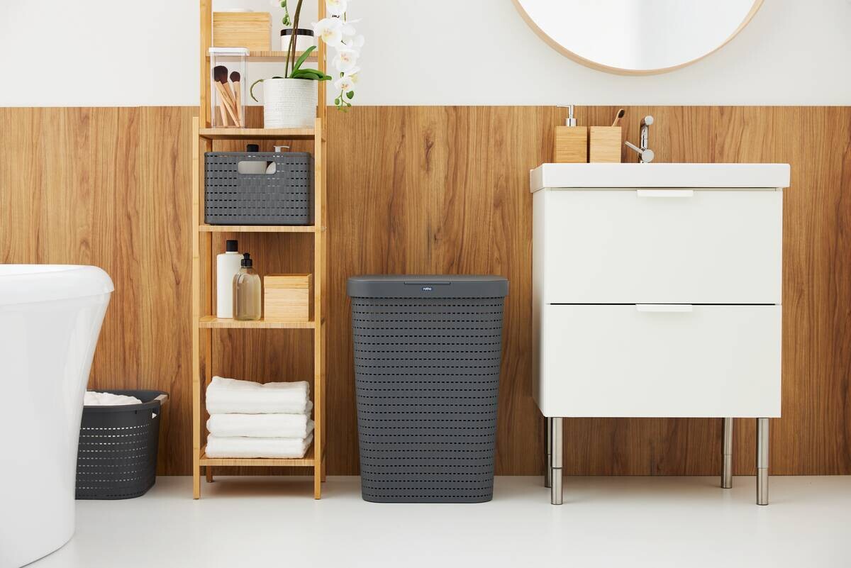 Rotho Wäschesammler COUNTRY anthrazit B/H/L: ca. 32x57,2x42 cm