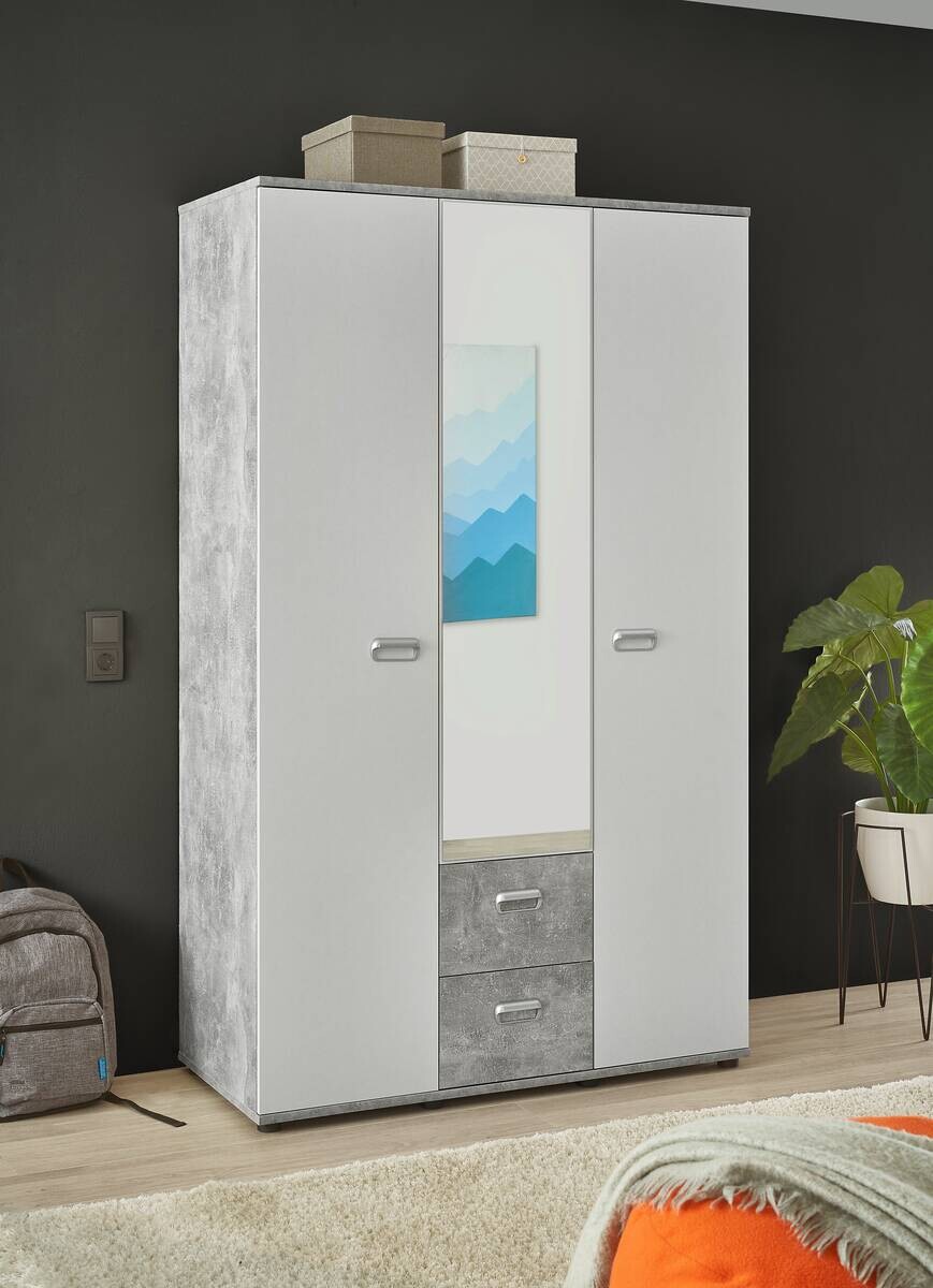 Kleiderschrank Matino Beton B/H/T: ca. 115x191x53 cm