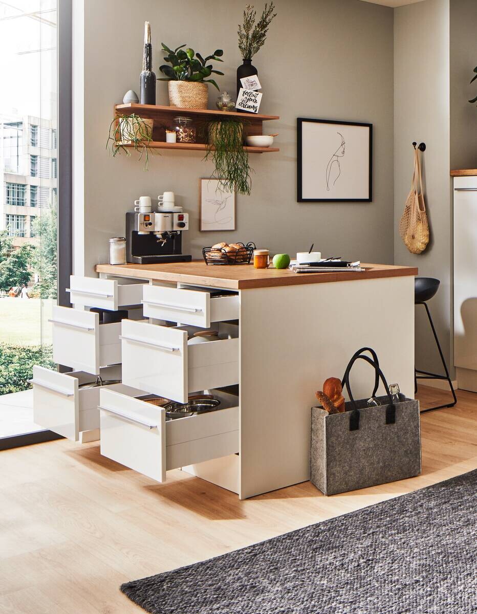 Respekta Inselküche Gabriel weiß Hochglanz B/H/T: ca. 320x200x60 cm